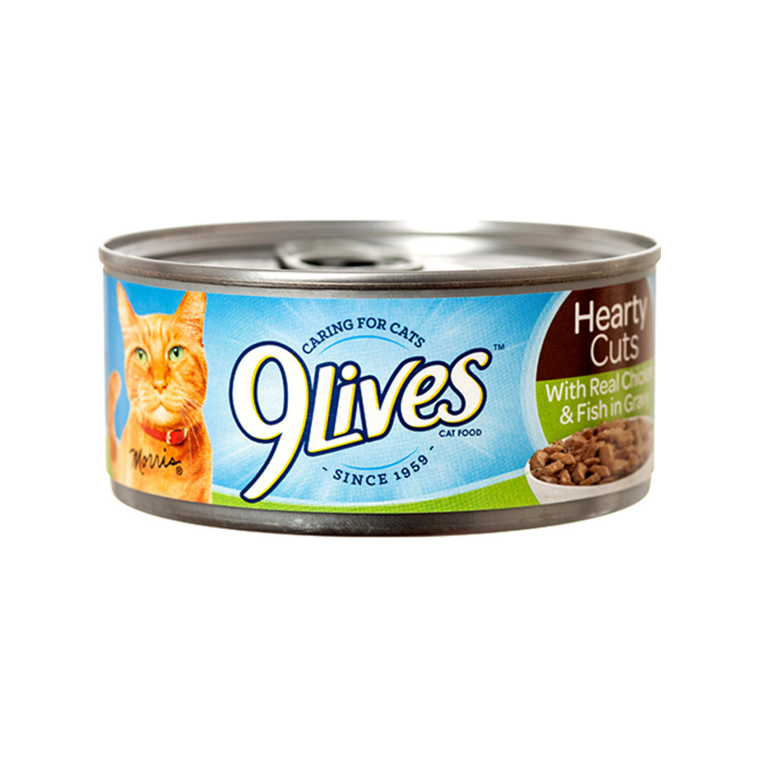 9 LIVES CAT FOOD SLICES CHICKN& FISH IN GRAVY 5.5 OZ